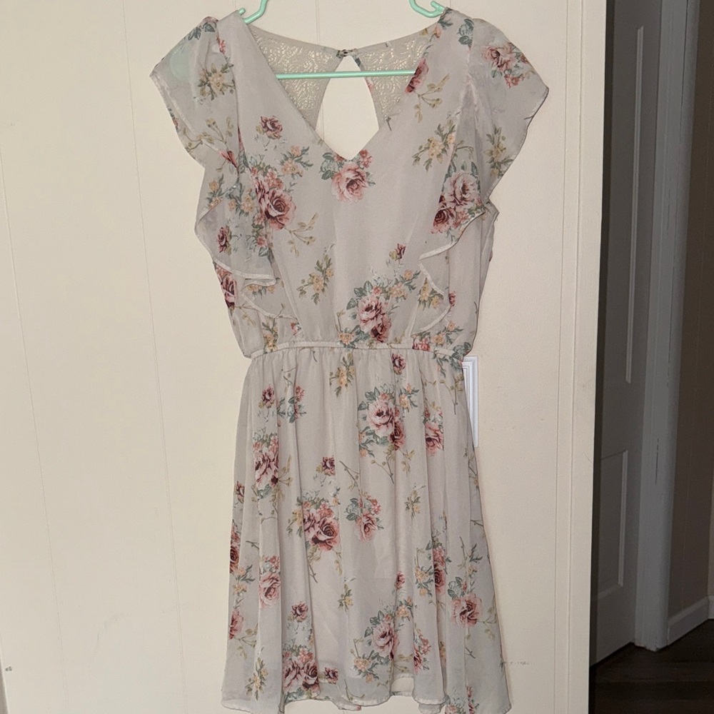 Maurices Pink Floral Dress with Lace Detail